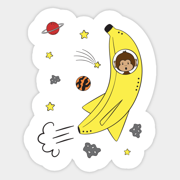 Space Monkey Banana Rocket Onsie, kids Sticker by MelanieSmith